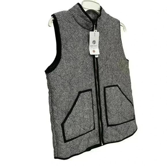 Merokeety classic herringbone Quilted Puffer Vest Sleeveless jacket vest-size S - Picture 2 of 11